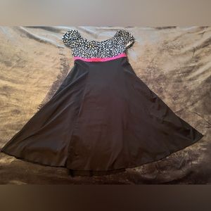 George Black White Pink Animal Print Midi Short Sleeve Dress Size 16
